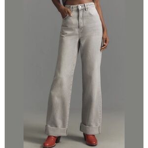 Pilcro‎ The Austyn grey High-Rise Full-Length Cuffed Wide-Leg Jeans - Sz 30